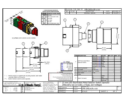 Philips 2ASLxLB-y-zzz LED Illuminated Metal Selector Switch Operator Product Leaflet - cover page