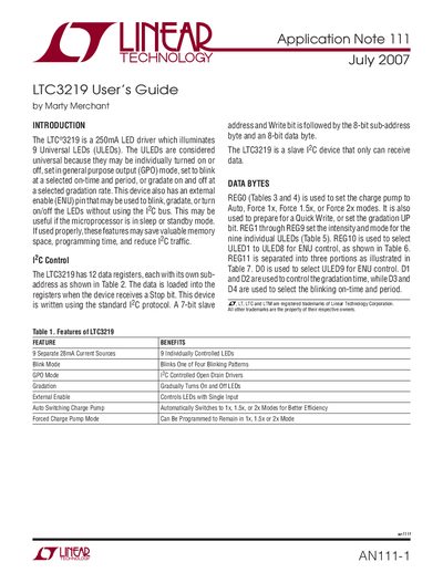 Linear Technology LTC3219 User's Guide Application Note 111