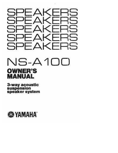 Yamaha NS-A100 Speaker Owner's Manual - cover page