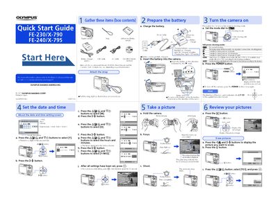 OLYMPUS FE-230/X-790/FE-240/X-795 Digital Camera Quick Start Guide - cover page