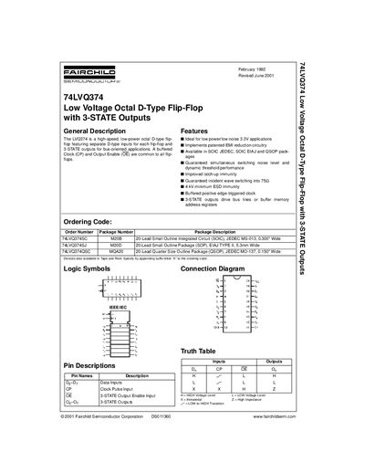 Fairchild 74LVQ374 Datasheet - cover page