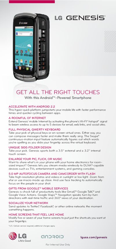 LG Genesis User Manual - cover page