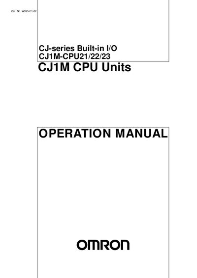 Omron CJ1M-CPU21/22/23 CPU Units Operation Manual
