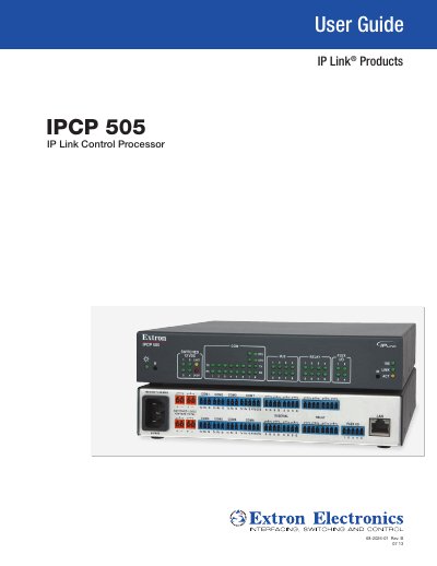 Extron IPCP 505 IP Link Control Processor User Guide cover