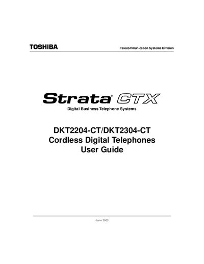 Toshiba DKT2204-CT/DKT2304-CT Cordless Digital Telephones User Guide - cover page