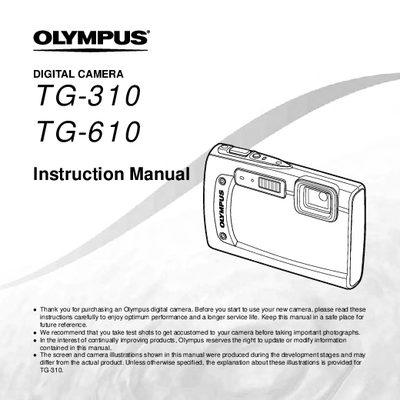 Olympus TG-310/TG-610 Digital Camera Instruction Manual - cover page