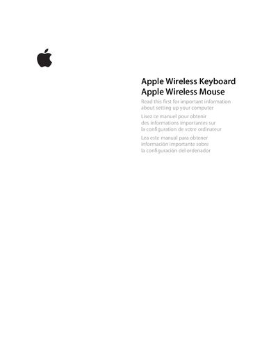 Apple Wireless Keyboard and Mouse Setup Guide - cover page
