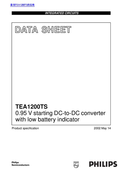 Philips TEA1200TS Integrated Circuit Datasheet - cover page