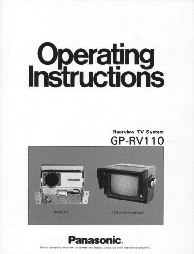 Panasonic GP-RV110 Rearview TV System User Manual - cover page