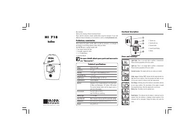Hanna Instruments HI 718 Iodine Meter Instruction Manual - cover page