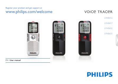 Philips LFH0612/LFH0617/LFH0632/LFH0633 Voice Tracer User Manual - cover page