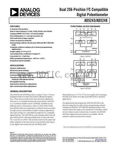 Analog Devices AD5243/AD5248 Datasheet - cover page