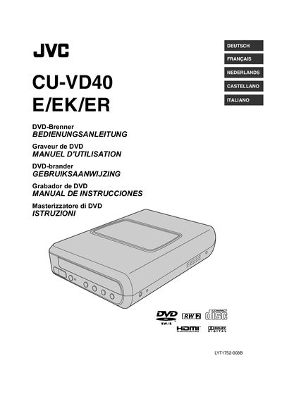 JVC CU-VD40 DVD Burner User Manual - cover page