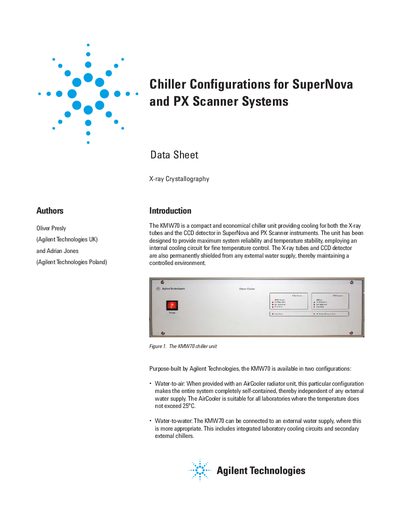 Agilent KMW/70 Chiller Configurations for SuperNova and PX Scanner Systems Data Sheet - cover page
