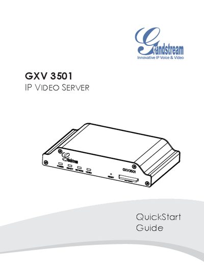 Grandstream GXV 3501 IP Video Server Quick Start Guide - cover page