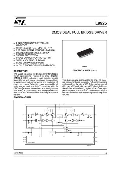 STMicroelectronics L9925 Dual Full Bridge Driver Datasheet - cover page