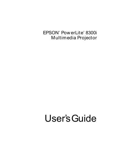 Epson PowerLite 8300i Multimedia Projector User's Guide