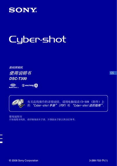 Sony DSC‑T300 Digital Camera Manual - cover page