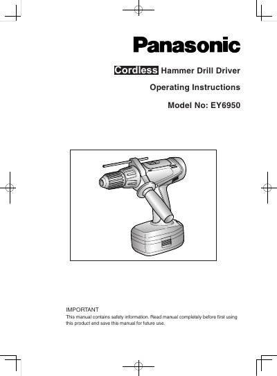 Panasonic EY6950 Hammer Drill Driver Operating Instructions - cover page