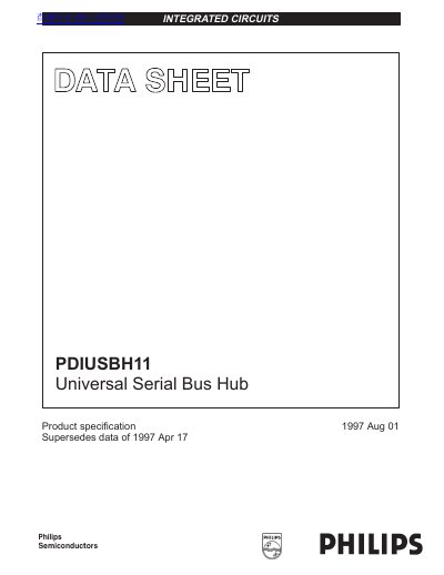Philips PDIUSBH11 Universal Serial Bus Hub Product Specification - cover page