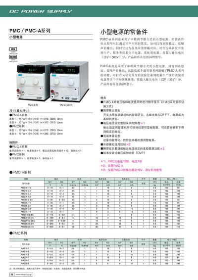 PMC PMC-A Series Small Power Supply Manual - cover page