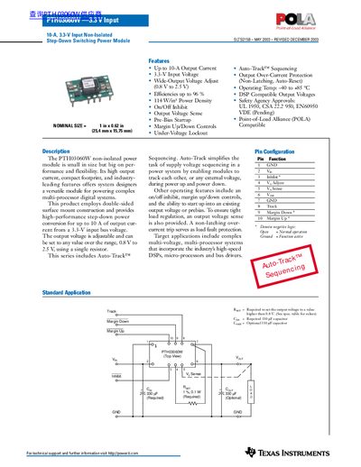 Texas Instruments PTH03060W Power Module Datasheet - cover page
