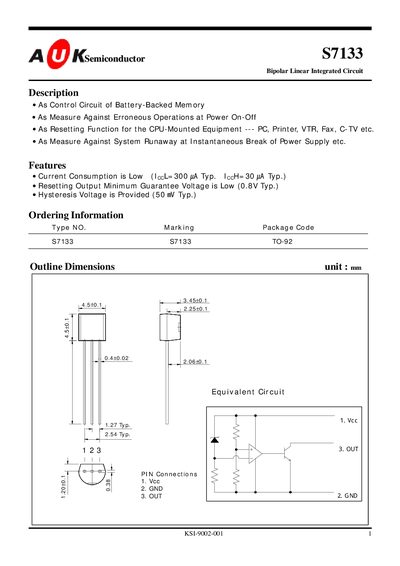 AUK S7133 Datasheet - cover page