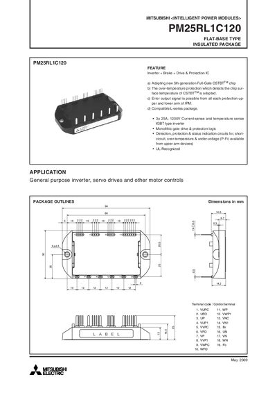 Mitsubishi PM25RL1C120 Intelligent Power Module Datasheet - cover page