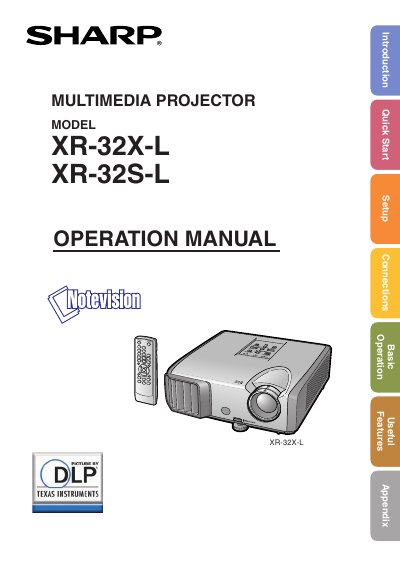Sharp XR-32X-L/XR-32S-L Multimedia Projector Operation Manual