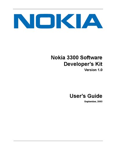 Nokia 3300 Software Developer Kit User Guide - cover page