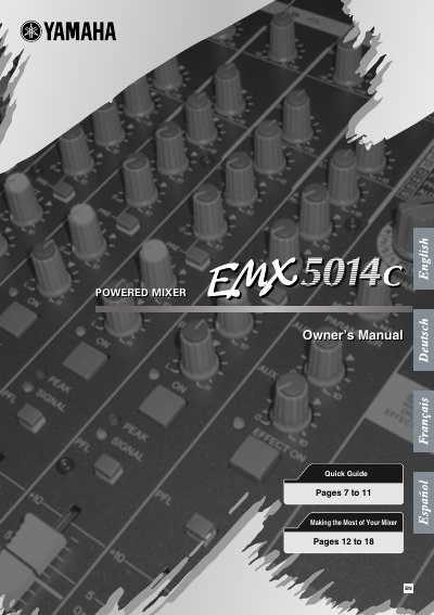 Yamaha EMX5014C Powered Mixer Owner's Manual - cover page