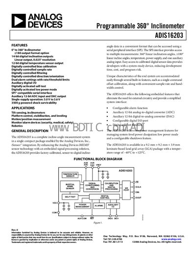 HDS-1250G ADIS16203 handbook - cover page