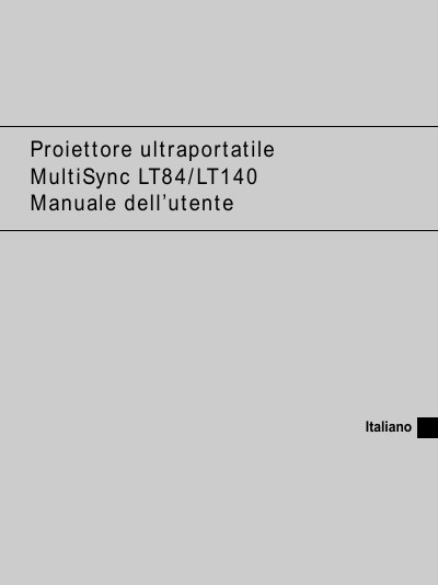 NEC LT140 Remote Control User Manual - cover page