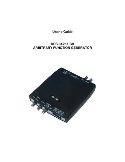 DDS-3X25 USB Arbitrary Function Generator User Guide - cover page