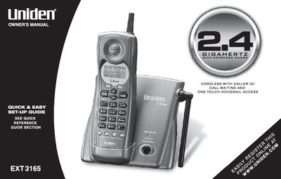 Uniden EXT3165 Cordless Phone User Manual - cover page