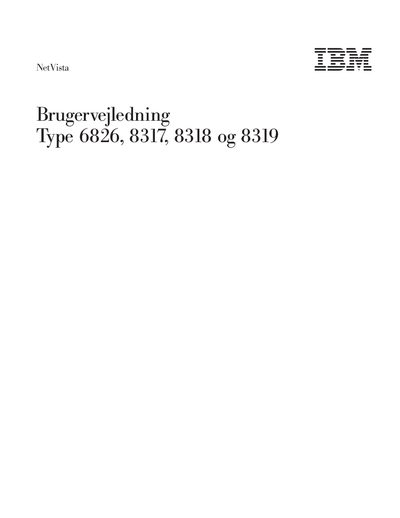 IBM NetVista 6826/8317/8318/8319 User Guide - cover page