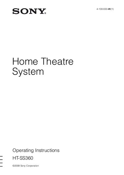 Sony HT-SS360 Home Theatre System Operating Instructions - cover page