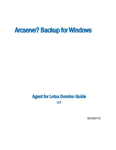 Arcserve Lotus Domino Agent Backup Guide - cover page