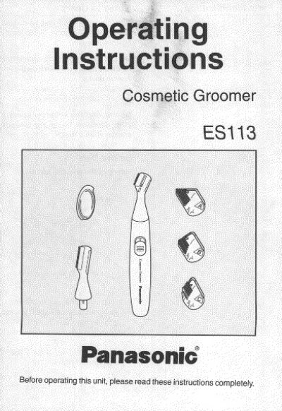 Panasonic ES113 Cosmetic Groomer Operating Instructions - cover page
