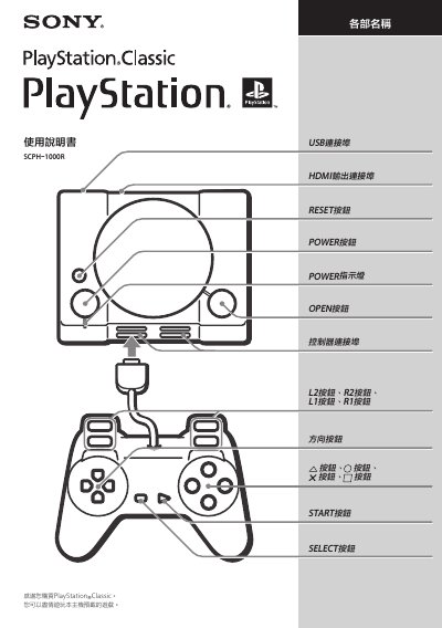 Sony PlayStation Classic SCPH-1000R User Manual - cover page