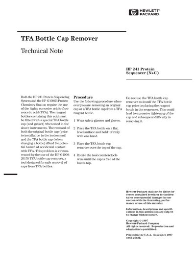 HP 241 Protein Sequencer (N+C) service manual(3) - cover page