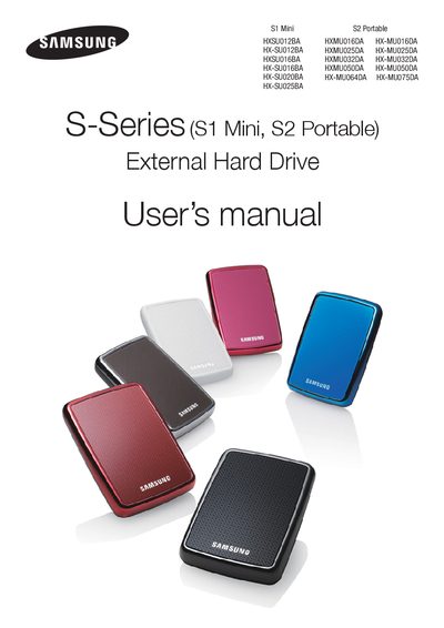 Samsung S-Series External Hard Drive User Manual - cover page