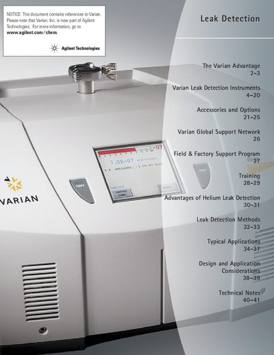 Agilent VS Series Leak Detector Product Leaflet - cover page