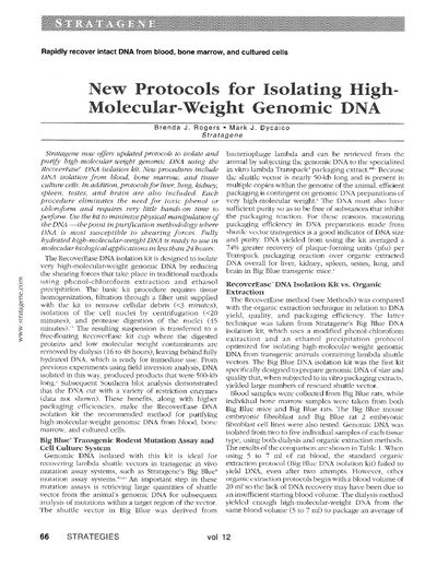 Stratagene RecoverEase DNA Isolation Kit New Protocols Manual - cover page