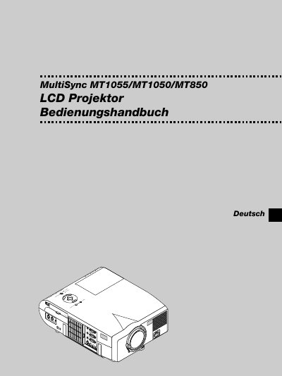 NEC MultiSync MT1055/MT1050/MT850 Projector User Manual - cover page