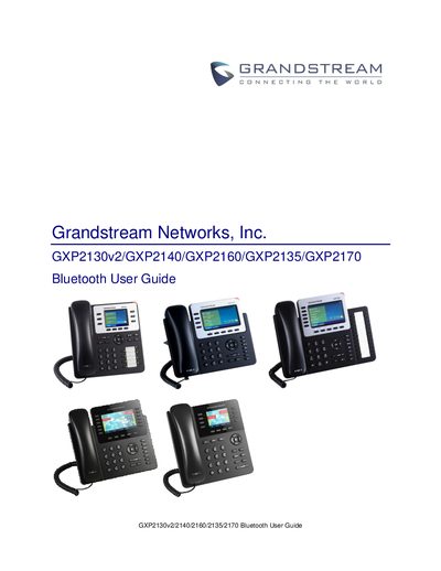 Grandstream GXP2130v2/2140/2160/2135/2170 Bluetooth User Guide - cover page