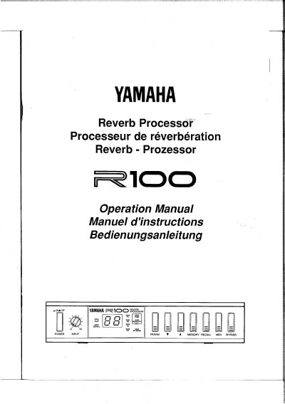 Yamaha R100 Reverb Processor Operation Manual