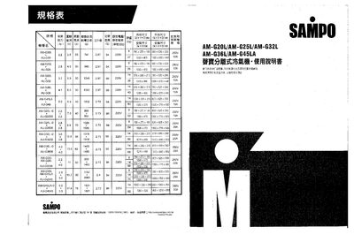 Sampo AM-G20L/AM-G25L/AM-G32L/AM-G36L/AM-G45LA Air Conditioner User Manual - cover page