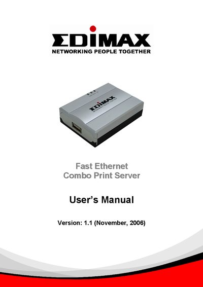Edimax Fast Ethernet Combo Print Server User Manual - cover page
