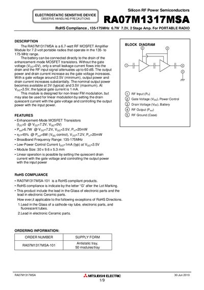 MITSUBISHI RA07M1317MSA Manual - cover page